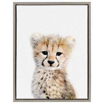 Sylvie Baby Cheetah Animal Print Framed Canvas Art by Amy Peterson, 18x24