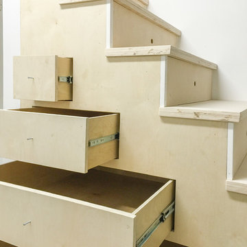 Custom Stairs With Built-In Drawers.