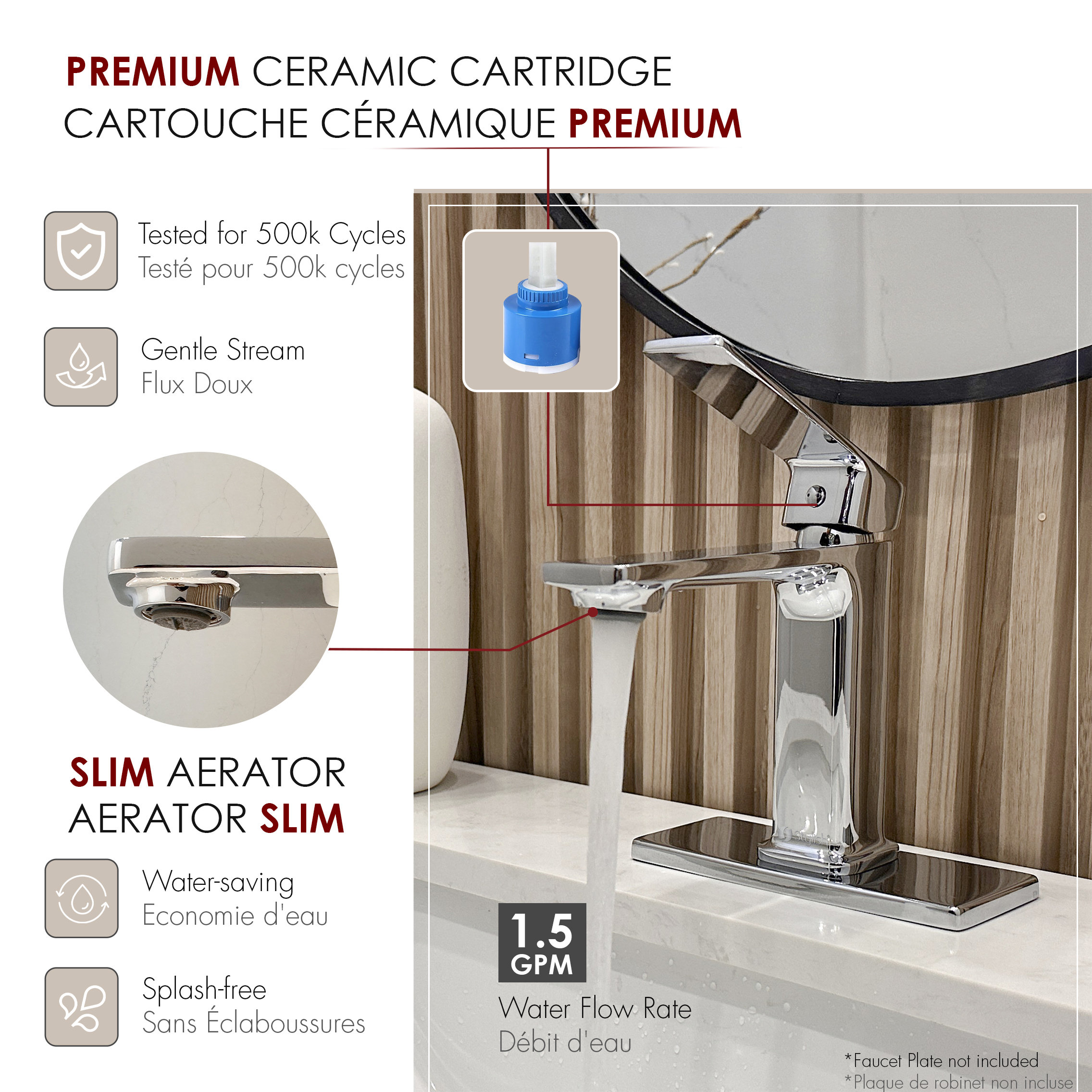 STYLISH Single Hole Bathroom Faucet, Polished Chrome
