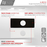 STYLISH 6 1/8" Matte Black Bathroom Square Deck Plate