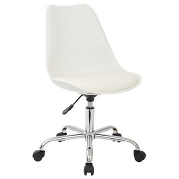 Emerson Student Office Chair With Pneumatic Chrome Base, White