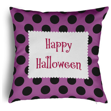 Happy Halloween Dots Accent Pillow With Removable Insert, Orchid, 16"x16"