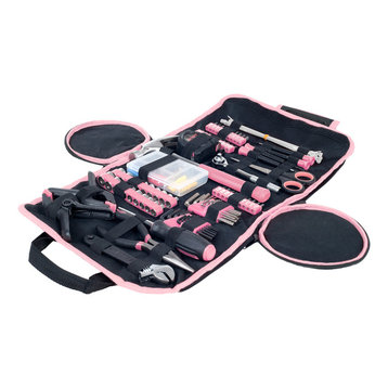 Pink Tool Kit  Household Car & Office in Roll Up Bag 86 Piece By Stalwart