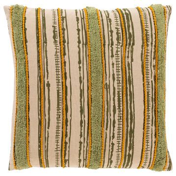 Tanzania TZN-003 Pillow Cover, Olive, 22"x22", Pillow Cover Only