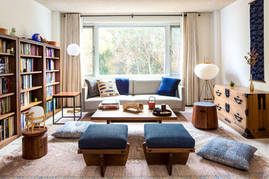 Small asian enclosed living room photo in San Francisco with no tv