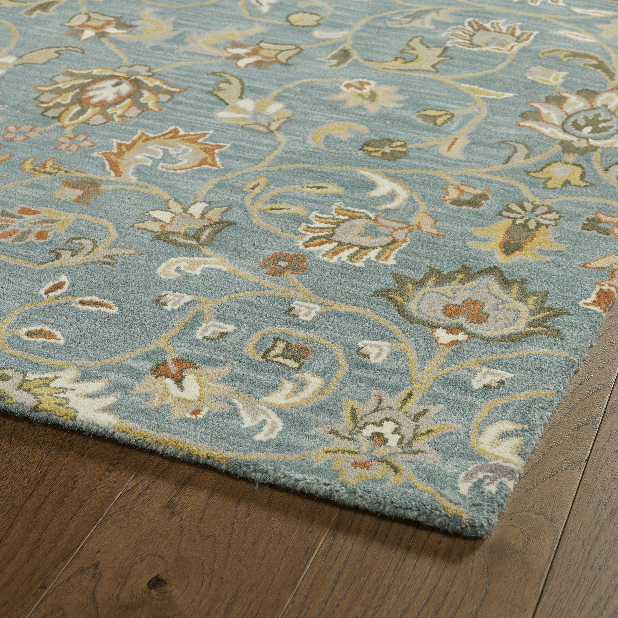 Kaleen Hand-Tufted Middleton Turquoise Wool Rug, 9'x12' - Traditional ...