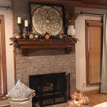 Whitewashing Real Brick Fireplace