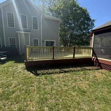 Pressure-Treated Wood Deck with Gate Access and Gazebo Connection