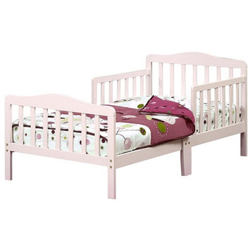 Orbelle Contemporary New Zealand Pine Solid Wood Toddler Bed in Pink
