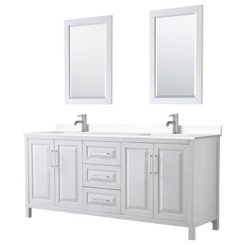 Wyndham Collection WCV252580D-VCA-M24 Daria 80" - White / White Cultured Marble