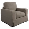 Box Cushion Slipcovered Chair Light Gray