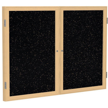 Ghent's Wood 36" x 48" 2 Door Enclosed Rubber Bulletin Board in Speckled Tan