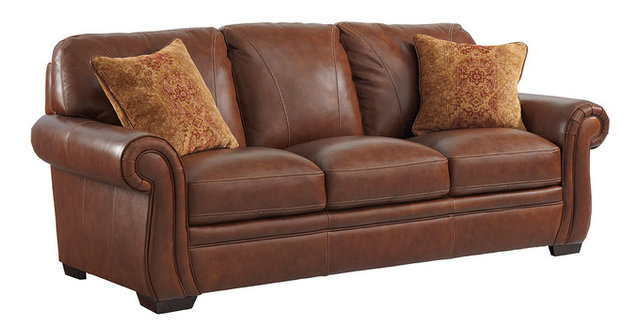 Halston Leather Sofa With 2 Pillows Transitional Sofas By Halston Leather Sofa With 2 Pillows