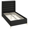 Inspired Home Alessio Bed, Upholstered, Black Velvet Twin XL
