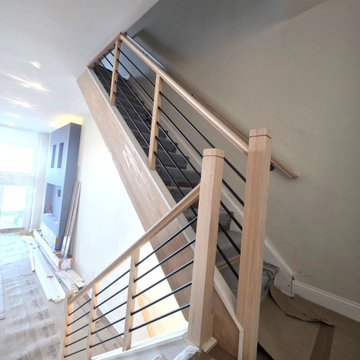 Modern Horizontal Railing with Red Oak T-Profile Handrail