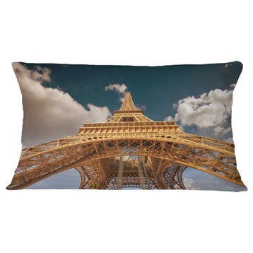 Beautiful View of Paris Paris Eiffel Towerunder Dark Sky Pillow, 12"x20"