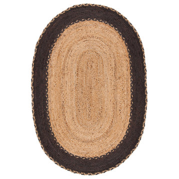 Safavieh Vintage Leather Collection NFB261T Rug, Natural/Brown, 3' X 5' Oval