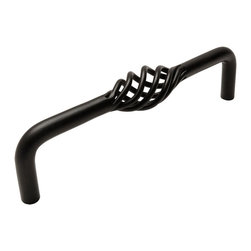 Cosmas - Cosmas 9992-128FB Flat Black Birdcage Cabinet Pull, 5" Hole Centers, Set of 5 - Cabinet And Drawer Handle Pulls