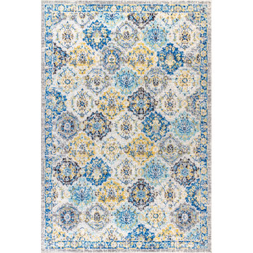 Modern Persian Boho Vintage Trellis Blue/Multi 5' x 8' Area Rug