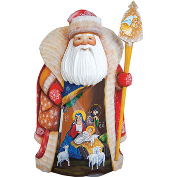 Message Of Faith Santa, Woodcarved Figurine