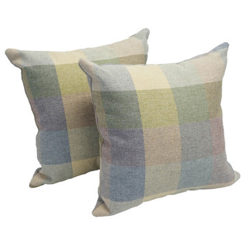 17" Jacquard Throw Pillows With Inserts, Set of 2, Vintage Plaid