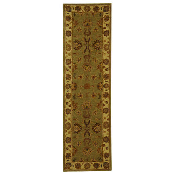 Safavieh Heritage Collection HG343 Rug, Green/Gold, 2'3" X 10'