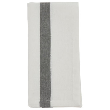 Table Napkins With Banded Design, Set of 4, White