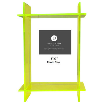 Lucite 5x7 Frame, Neon Green/Clea