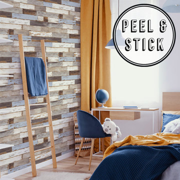Transform Distressed Wood Peel and Stick Wallpaper by Graham & Brown Bedroom