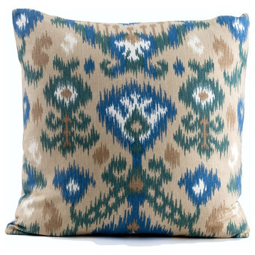 Ikat pillow cover, blue pillow cover, Magnolia home fabric , 18x18