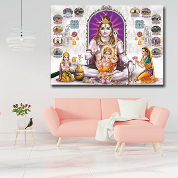 Shiva Parvati Ganesha Kartikeya Canvas Print