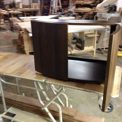 Curved Front Walnut Veneer Vanity Cabinet - Bathroom Vanities And Sink Consoles