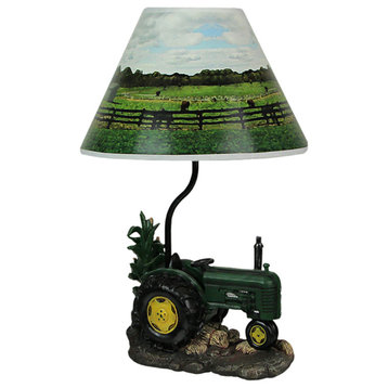 Country Green Farm Tractor 19 Inch Tall Table Lamp Farmhouse Decor