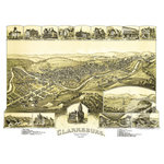 Ted's Vintage Art - Old Map of Clarksburg West Virginia 1898, Vintage Map Art Print, 12"x18" - Old Map of Clarksburg, West Virginia - 1898