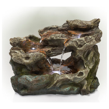 Alpine 3 Tier Rainforest Tabletop Fountain With LED Lights, 10"