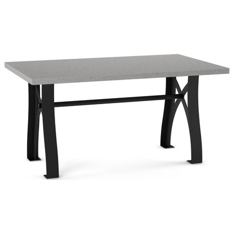 Amisco Cheston 60" Dining Table, Concrete Tfl / Black Metal