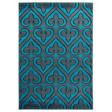 Dover Benevolence Turquoise Area Rug, 5'3"x7'6"