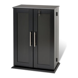 Prepac Small Deluxe Storage with Locking Shaker Doors in Black - Media Cabinets