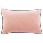 Jaipur Living - Jaipur Living Lyla Solid Blush/Cream Poly Lumbar Pillow - The Emerson pillow collection features an assortment of clean-lined, coordinating accents crafted of luxe cotton velvet. The Lyla lumbar pillow lends simple sophistication to modern spaces with a solid, soft blush color and cool gray piped edges.