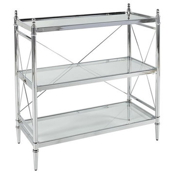 Linon Summit Metal and Glass Floor Console in Chrome