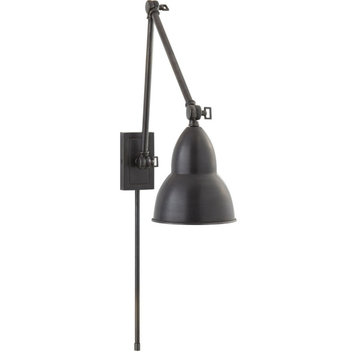 French Library Arm Wall Sconce With Plug, 1-Light, Bronze, 24"H (S 2602BZ 2FY4N)