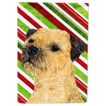 Lh9233Chf Border Terrier Candy Cane Holiday Christmas Flag Canvas