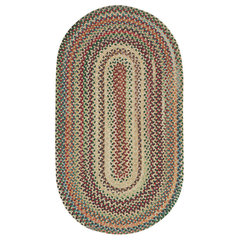 Sherwood Forest Concentric Braided Rectangle Rug, Green Olive