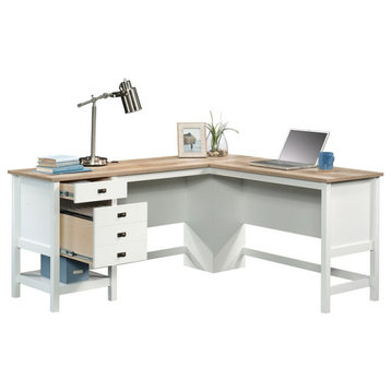 Sauder Cottage Road Engineered Wood L-Shaped Home Office Desk in Soft White
