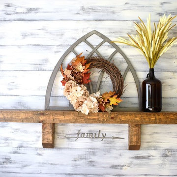 Mantel Shelf - Fireplace Mantel with Corbels - Rustic Oak