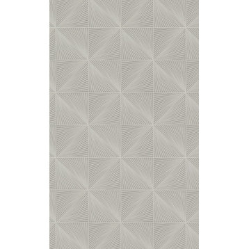 Diamond-like Geometric Printed Wallpaper, Grey, Double Roll