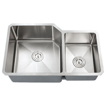 Dowell Undermount Double Bowl Stainless Kitchen Sink - Small Radius, 18/11w X 18/15l X 10/8d