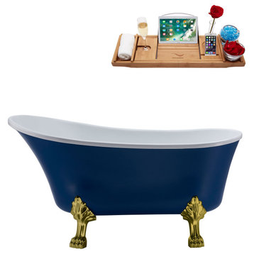 55" Streamline NAA370BGL-IN-BL Clawfoot Tub and Tray With Internal Drain