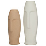 The Novogratz - Contemporary Multi Colored Ceramic Vase Set 561064 - Create a modern minimalist vibe within your natural themed living spaces as you decorate your wooden tables and wall shelves with these abstract face vases. Designed with felt or rubber stoppers at the base that prevent scratching furniture and table tops, as well as sliding around. This item ships in 1 carton. Suitable for indoor use only. This item ships fully assembled in one piece. This multi colored stoneware vase comes as a set of 2. Contemporary style. Vases have 2 in, and 2 in mouth openings.