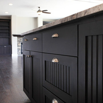 Black Paint Wainscot Kitchen Cabinet